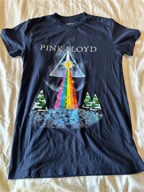 Pink Floyd Christmas Prism Rainbow Tree Graphic Band Tee Size Small